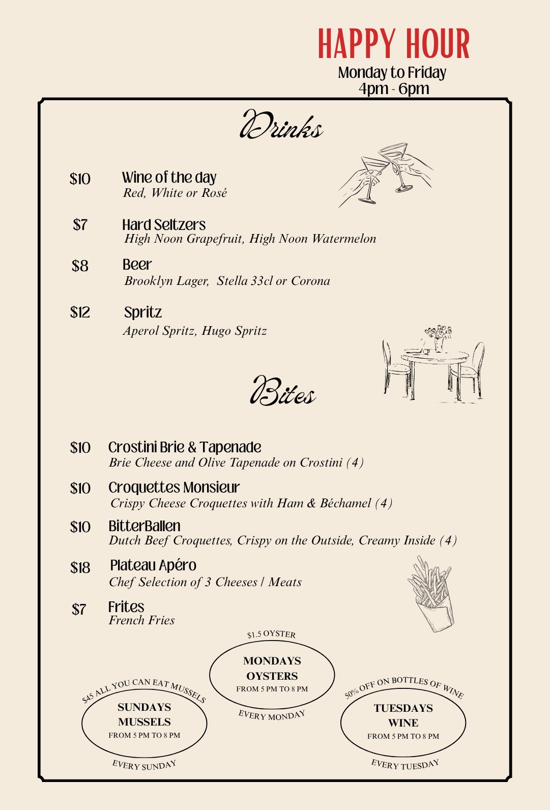 Liquors & Happy Hour menu page 2
