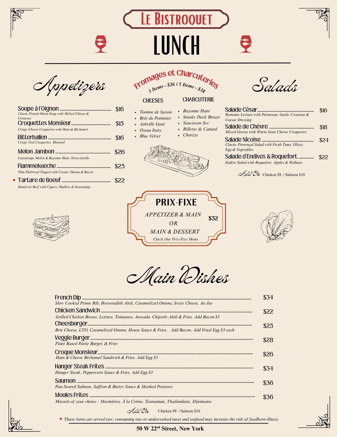 Lunch menu